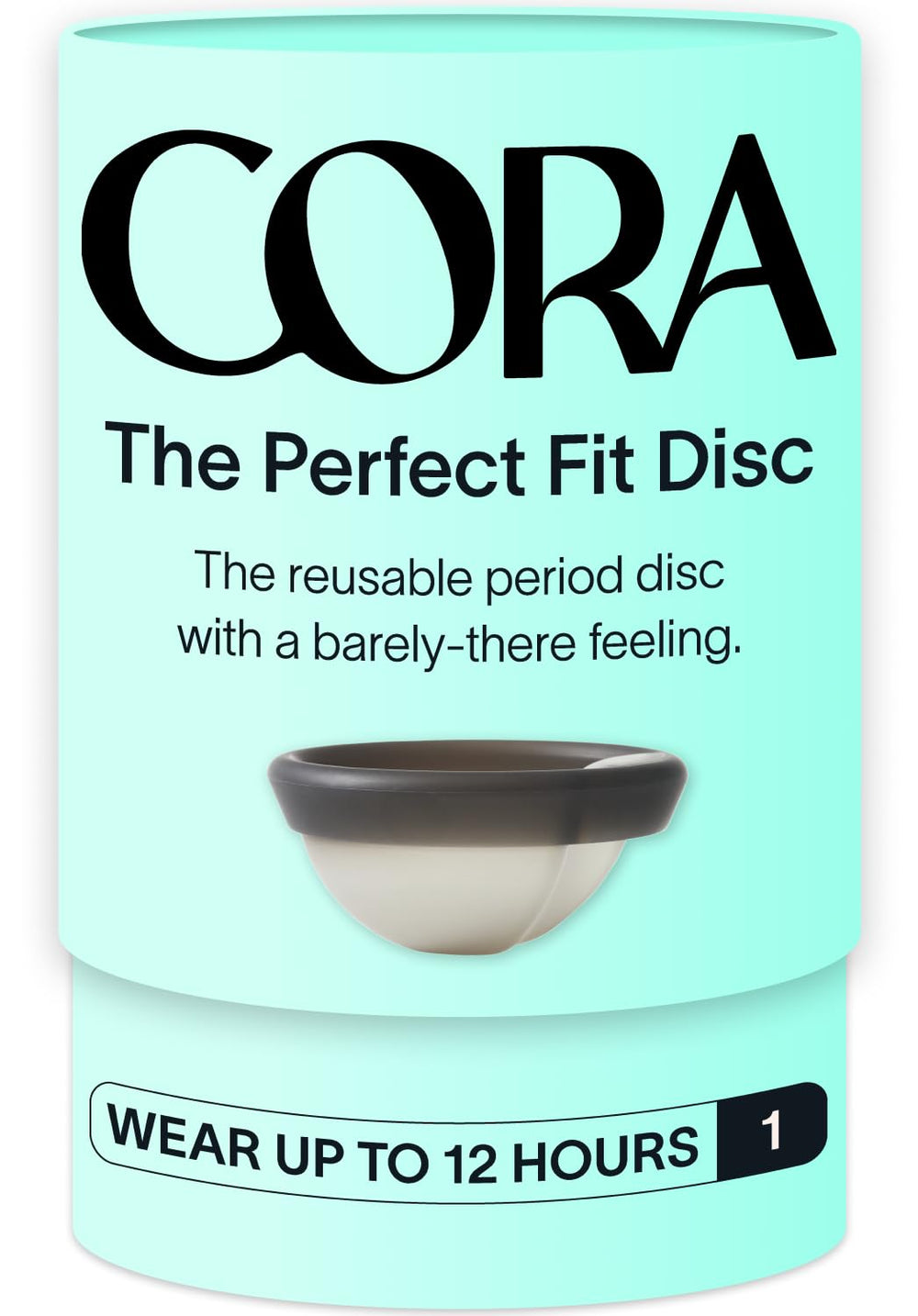 Cora menstrual disc charcoal insertion view showing easy placement and comfort