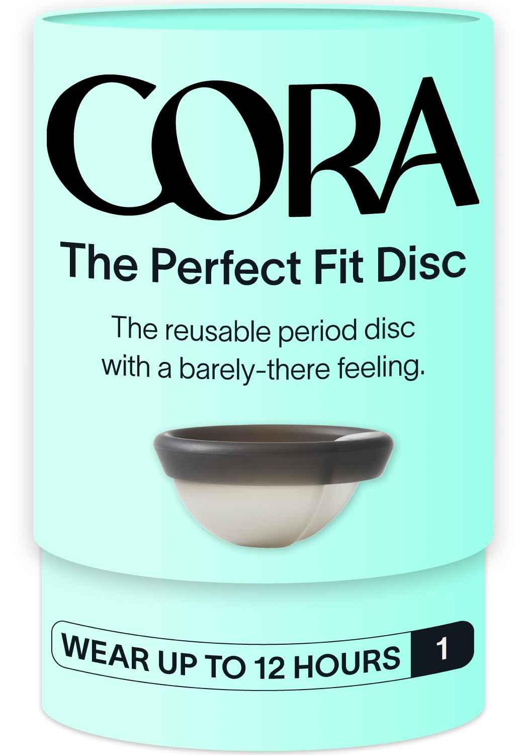 Cora menstrual disc charcoal insertion view showing easy placement and comfort
