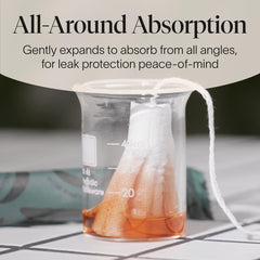 Cora tampons gently expand to absorb from all angles