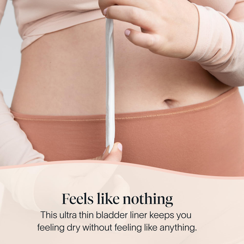 Cora topsheet bladder liner absorption 16x for staying dry longer.
