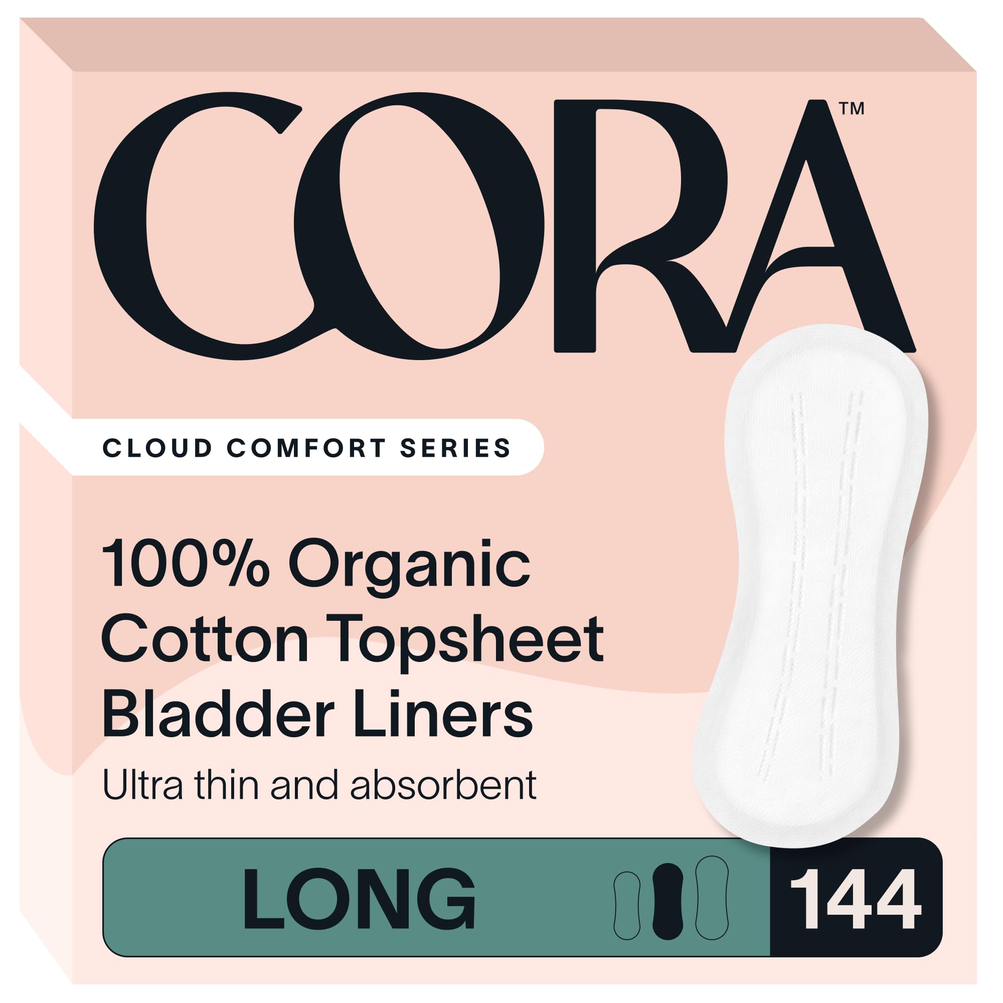 Cora topsheet bladder liner regular for daily dryness and comfort.