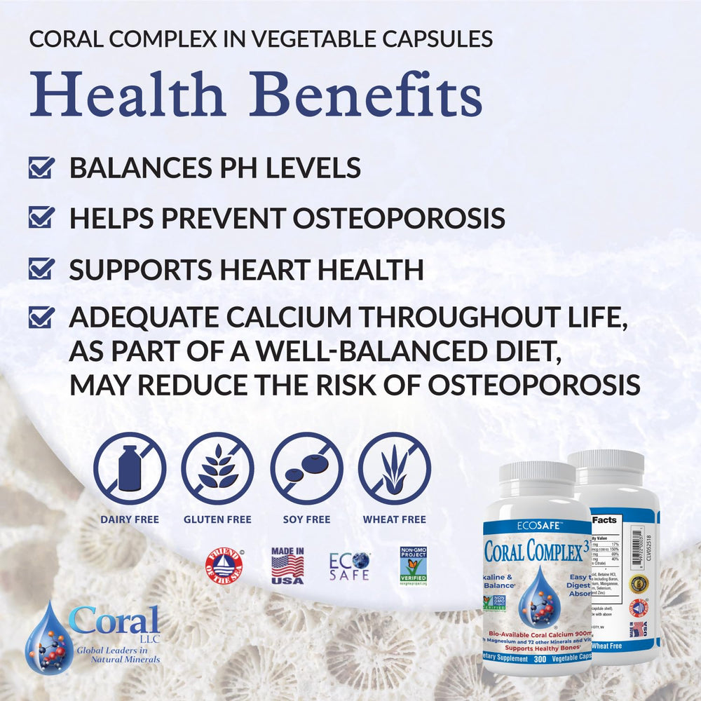 Coral White capsule showing magnesium and minerals for daily wellness.