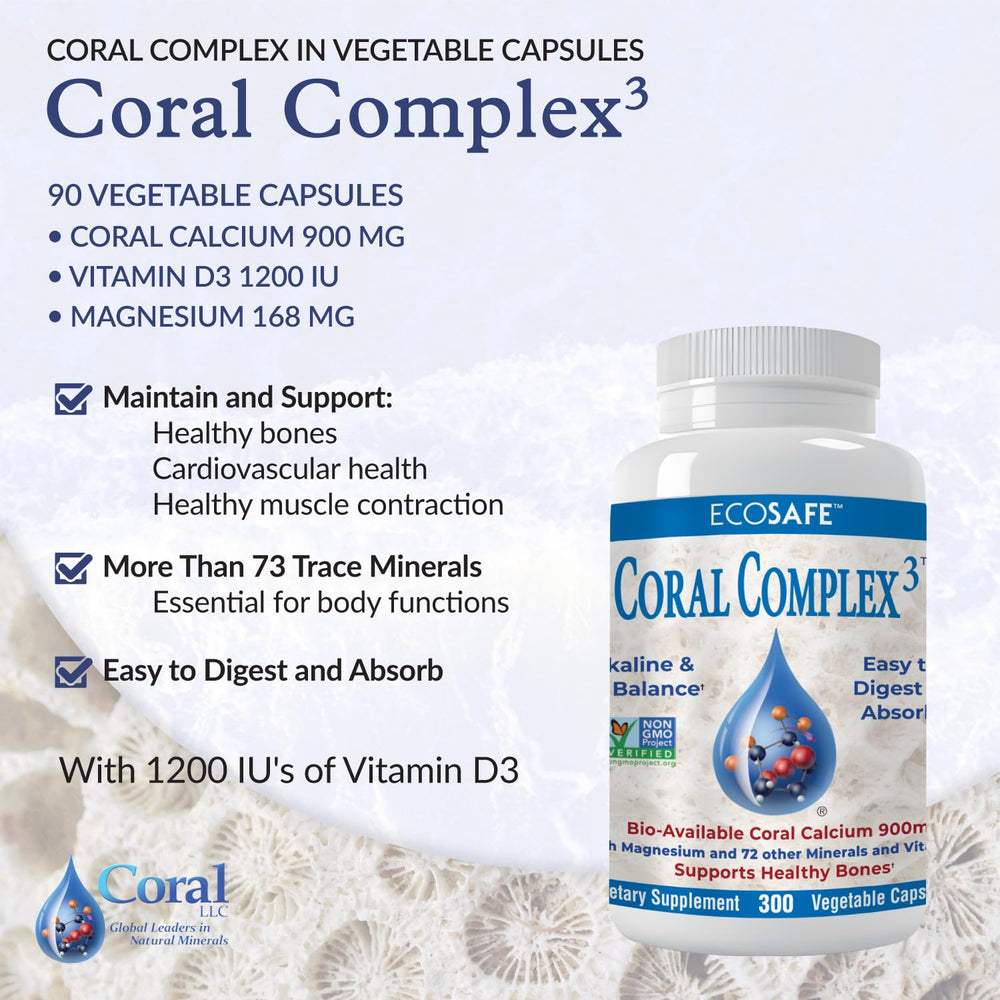 Close-up of Coral White Vitamin D3 capsule highlighting bone-supporting nutrients.