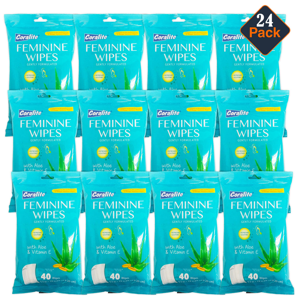 Coralite Feminine Wipes with Aloe Vera close-up for gentle cleansing on sensitive skin