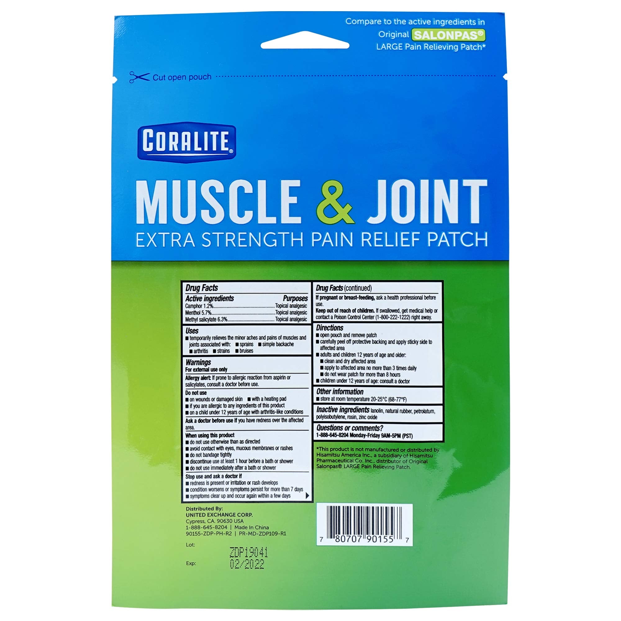 Coralite patch application guide shows quick, easy setup.