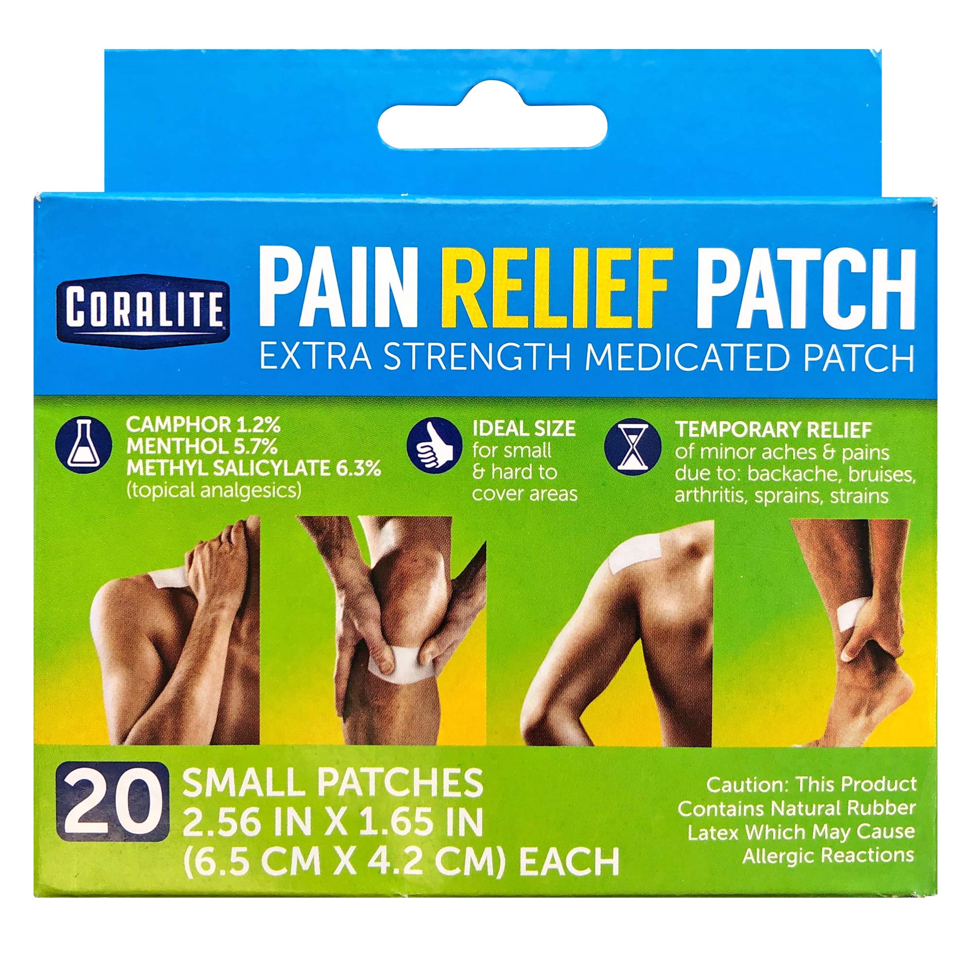 Coralite small pain relief patch showing compact design for targeted relief