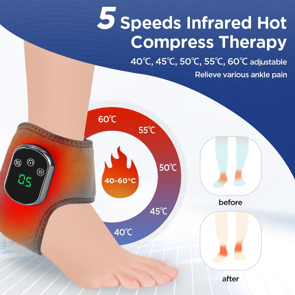 Portable design of the Cordless Ankle Massager fits home, office, and travel use.