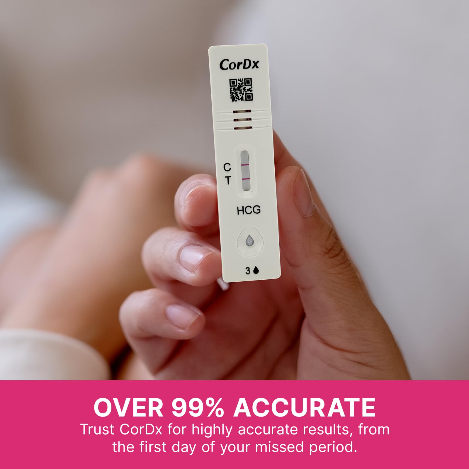 CorDx urine test cassette inside sterile sealed package emphasizes hygiene and discreet testing.