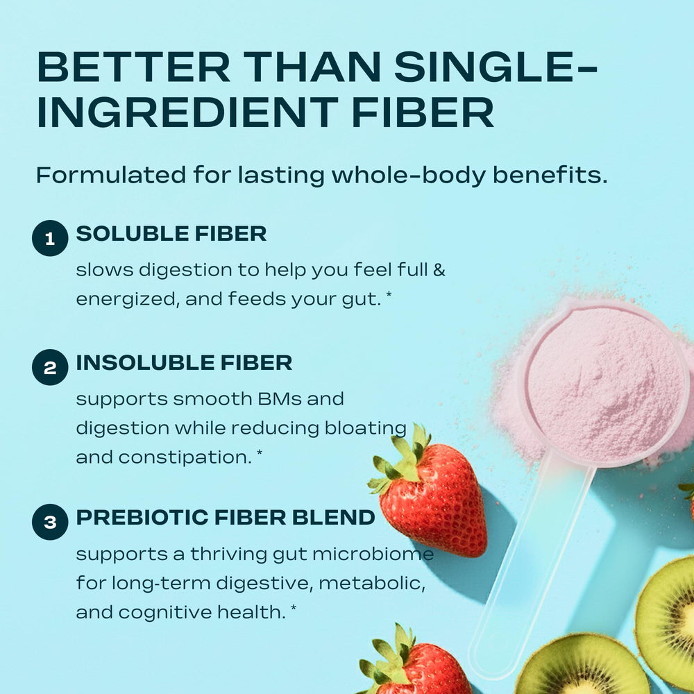 Core Fiber tub front label strawberry kiwi on packaging.