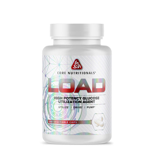 Core LOAD Platinum glucose-uptake bottle suggesting support for glucose disposal and post-meal energy balance.