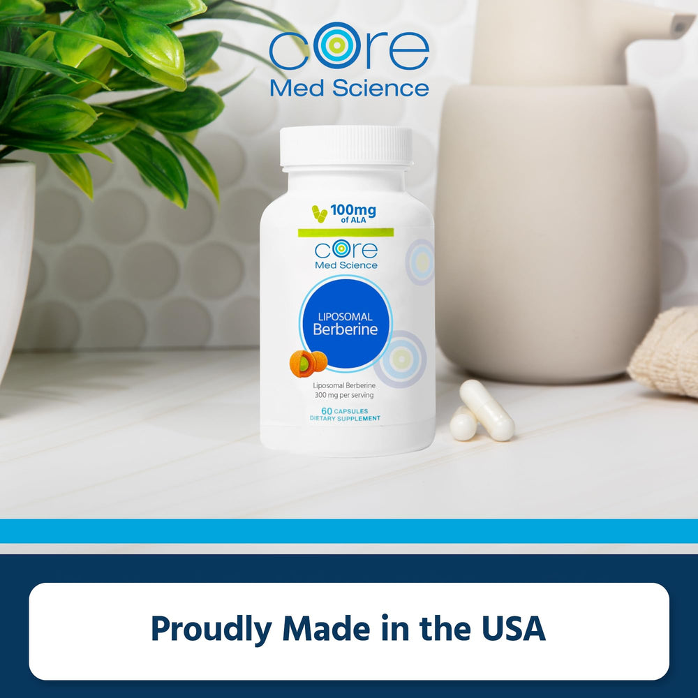 Core Med Science berberine label close-up showcasing clean-label formulation