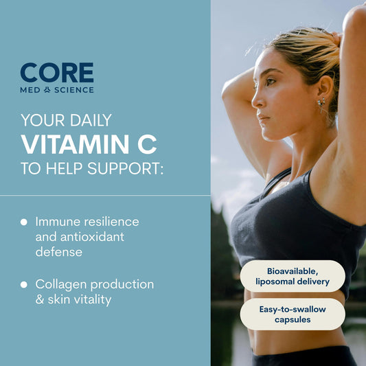 Core Med Science capsules close-up showing 1000 mg dose and absorption