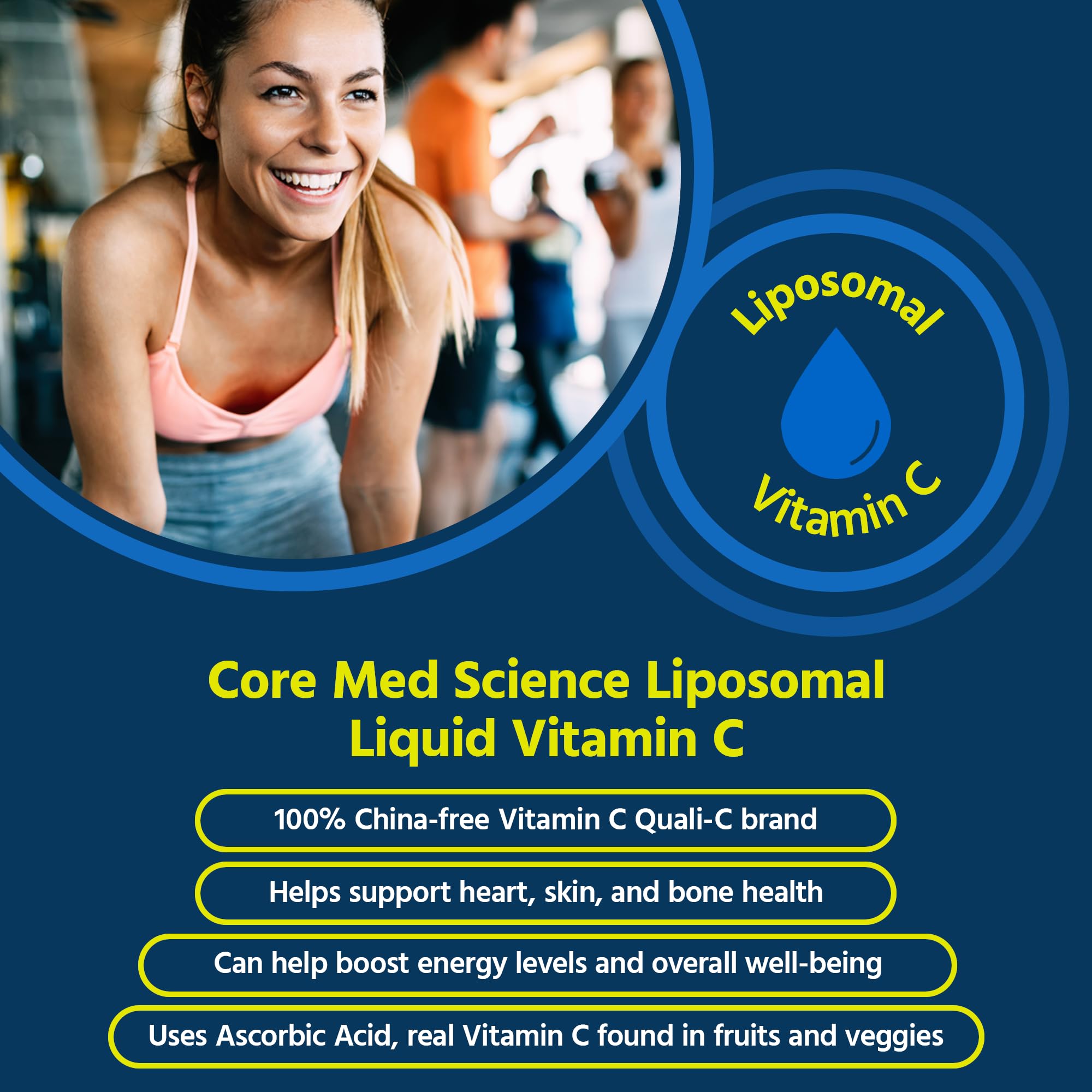 Core Med Science Liposomal Vitamin C pour demonstrates easy daily dosing for energy and wellness