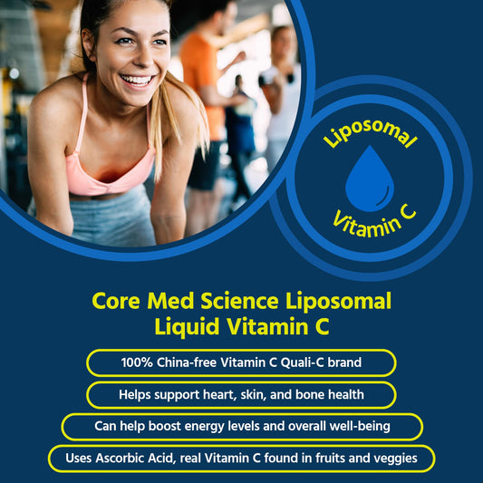 Core Med Science Liposomal Vitamin C pour demonstrates easy daily dosing for energy and wellness