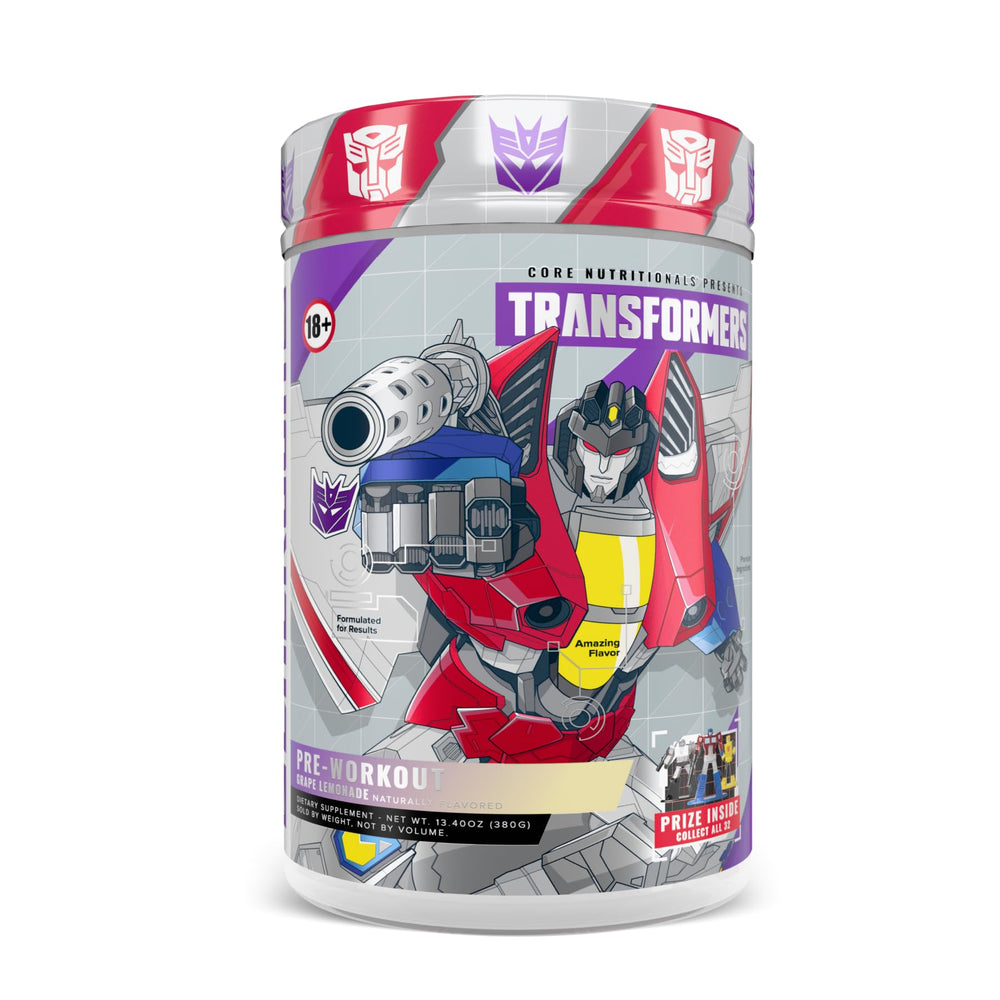 Core Nutritionals Energon pre-workout bottle front for focused, ready-to-work sessions.