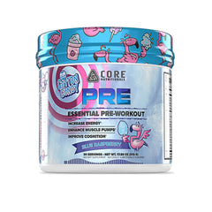 Core Nutritionals Essential Pre Workout blue raspberry serving to boost energy and focus for training