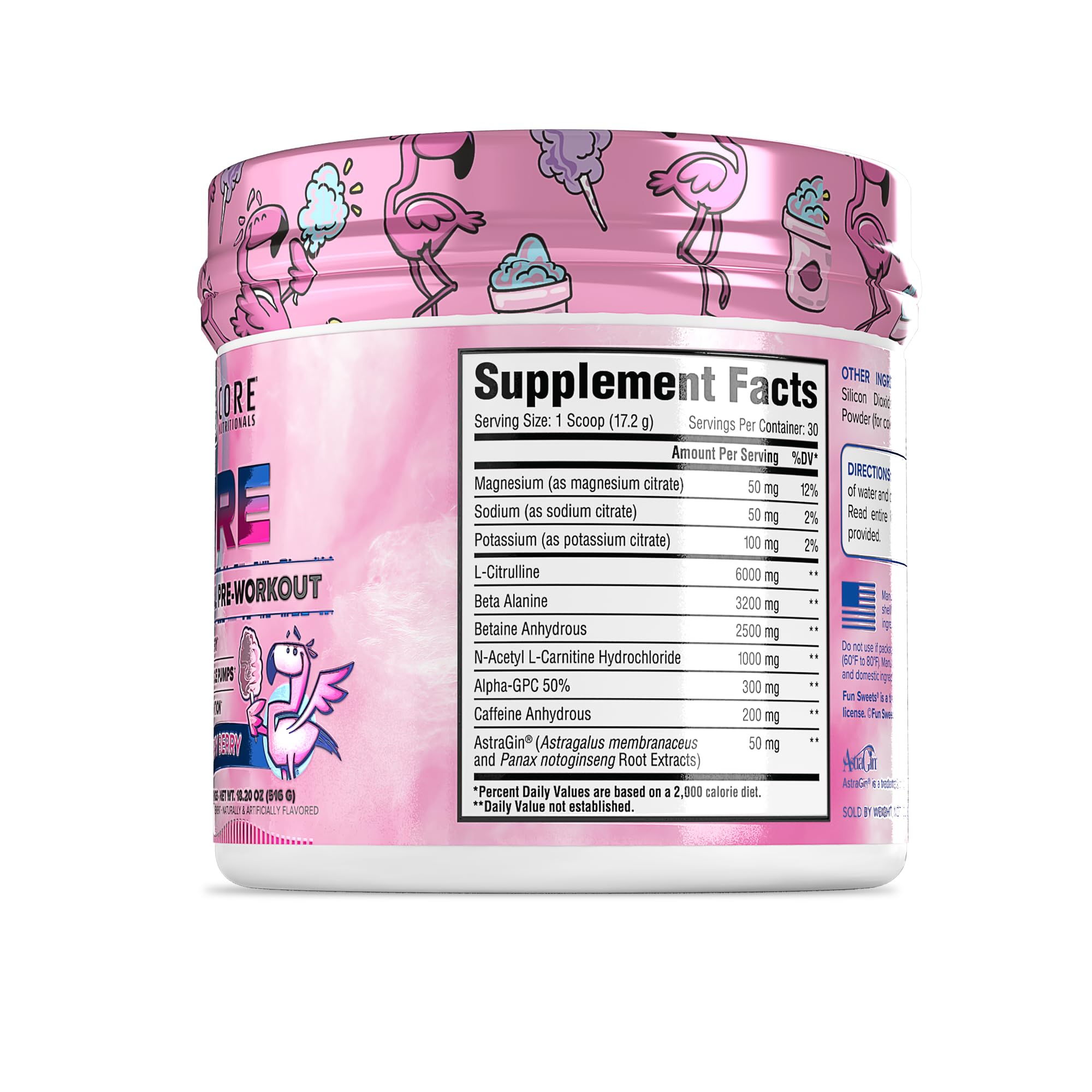 Core Nutritionals Essential Pre Workout Cherry Berry glass with powder mixing for focus