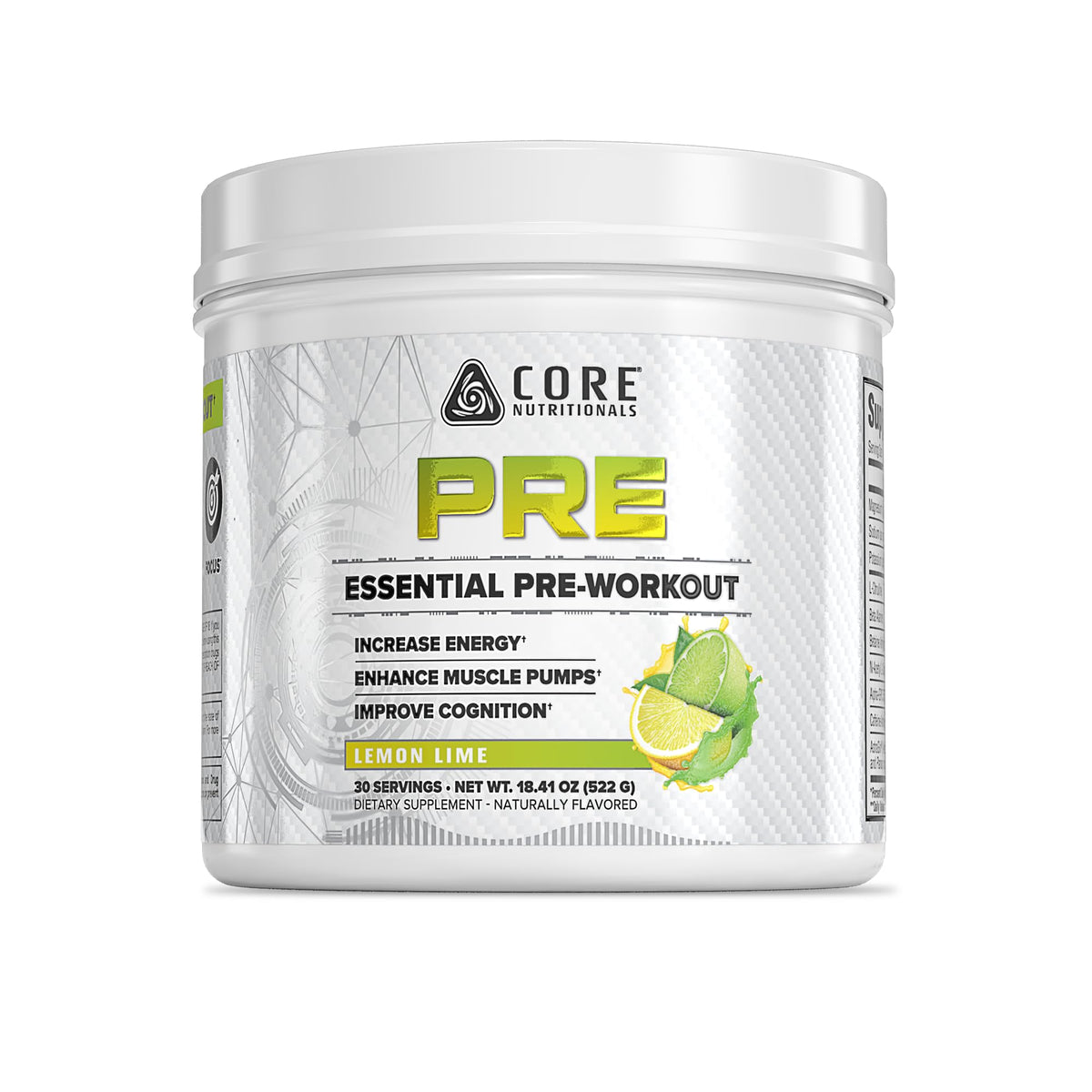 Core Nutritionals Essential Pre Workout lemon lime pour boosts clean energy for daily training