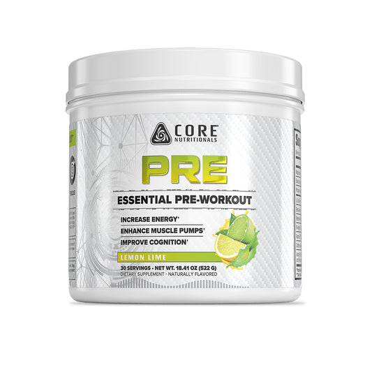 Core Nutritionals Essential Pre Workout lemon lime pour boosts clean energy for daily training
