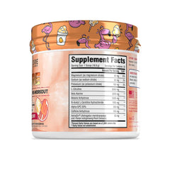 Close-up of orange cream label on Core PRE highlighting energy and pumps for workouts