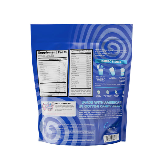 Core Nutritionals Iso Clear Blue Raspberry being poured into a glass for a refreshing shake