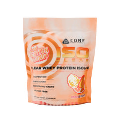 Core Nutritionals Iso Clear whey protein isolate bottle in orange cream flavor, lactose-free and easy to digest.