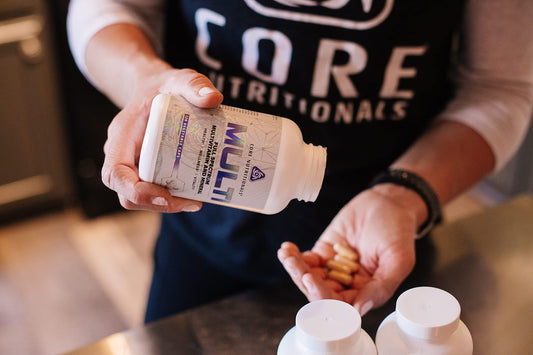 Core Nutritionals Multi Full Spectrum capsules close-up highlights easy-to-swallow daily nutrients.