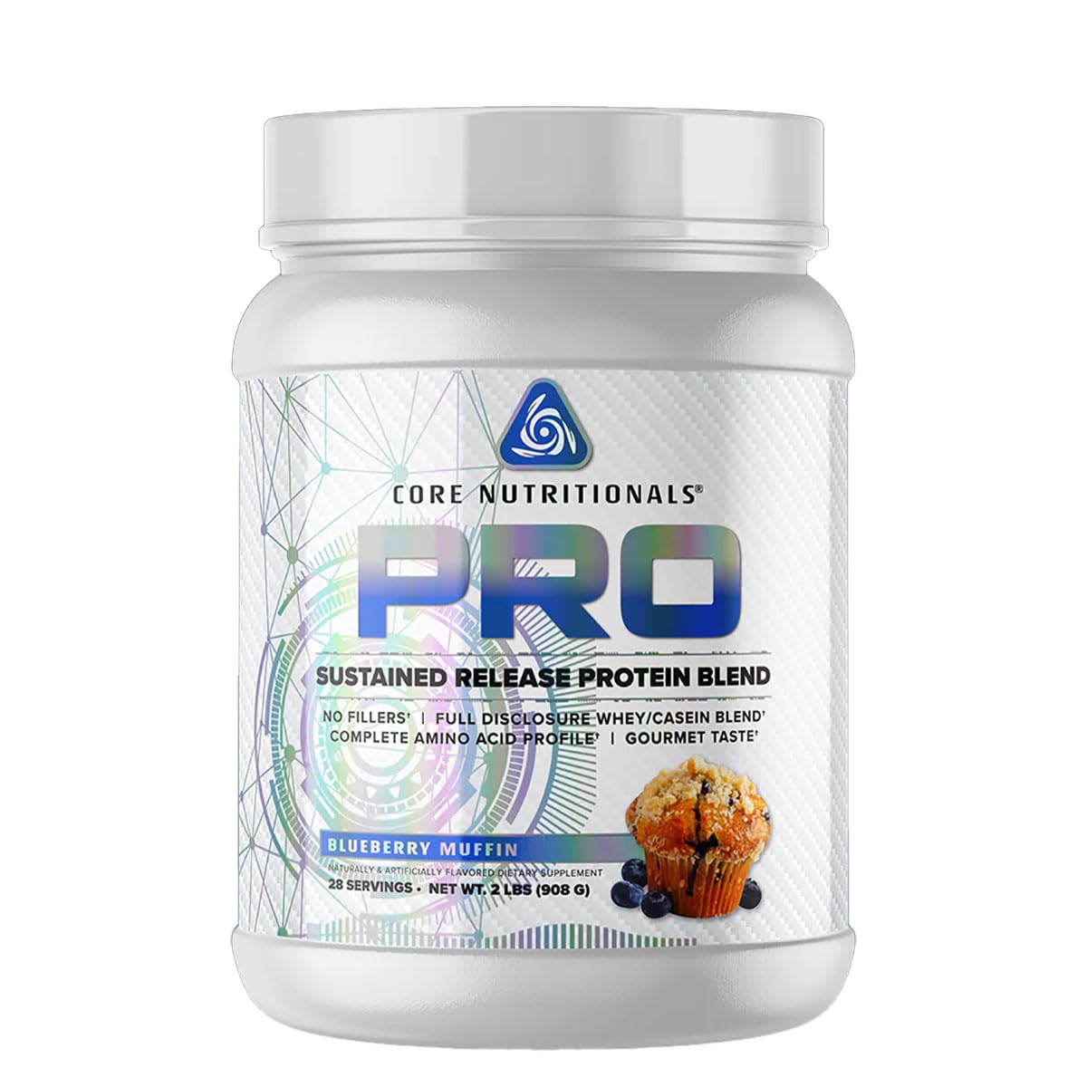 Core Nutritionals Pro Sustained Release Blueberry Muffin tub for steady daily protein