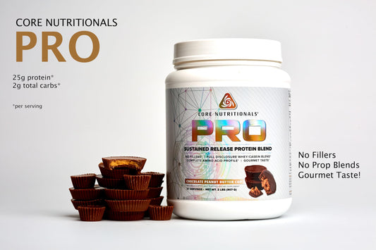 Close-up of Pro Sustained Release label showing protein and carb info