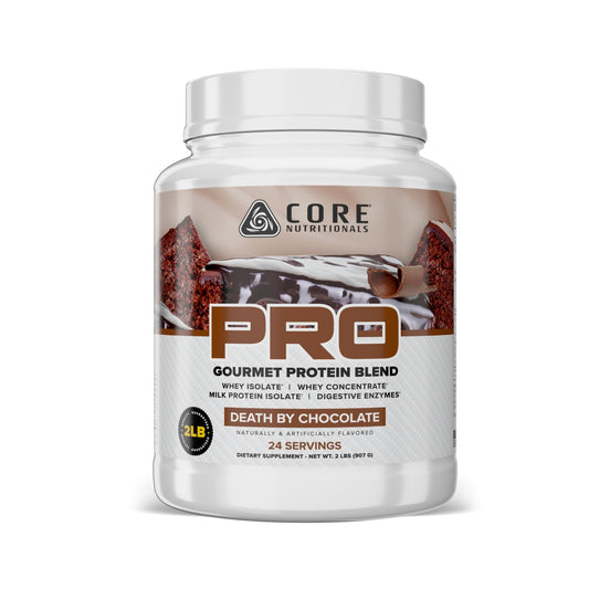 Core Nutritionals Pro Sustained Release jar in Death by Chocolate, rich flavor with balanced amino acids