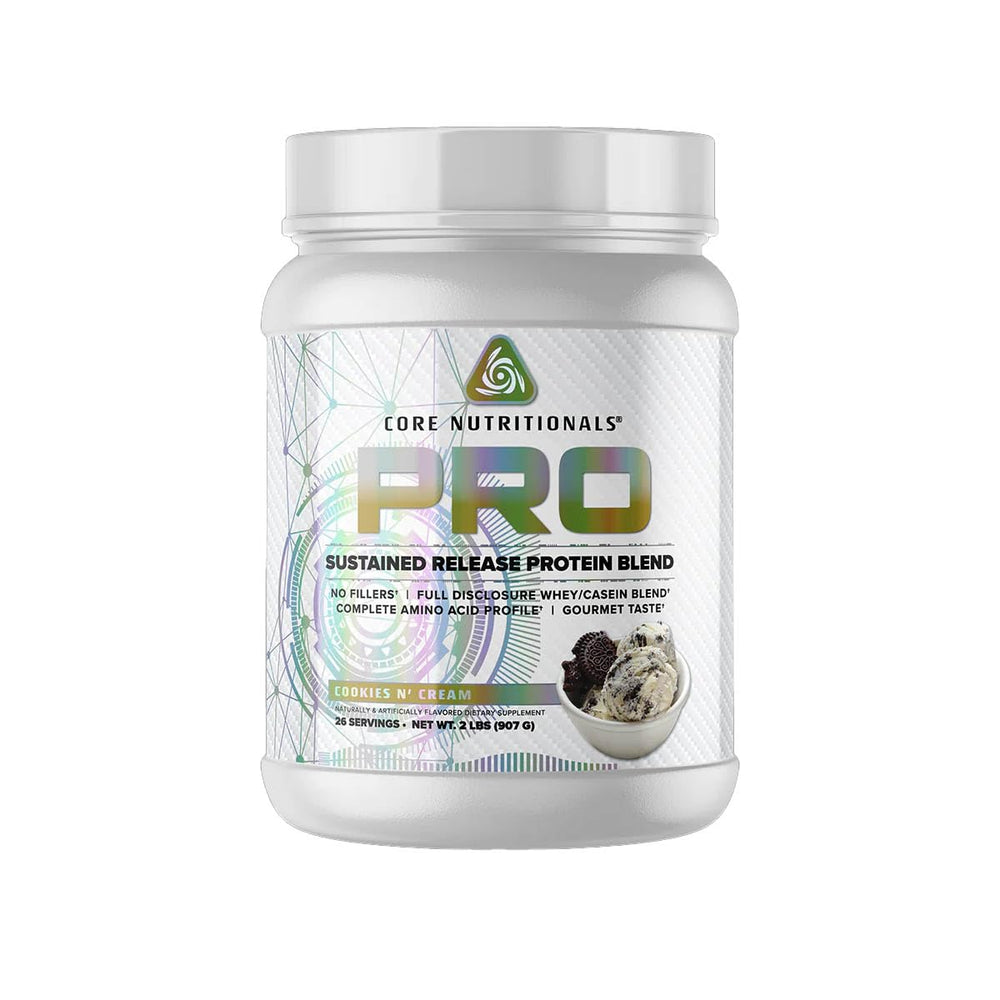 Core Nutritionals Pro Sustained-Release Whey Protein Bottle for post-workout recovery and steady amino acids.