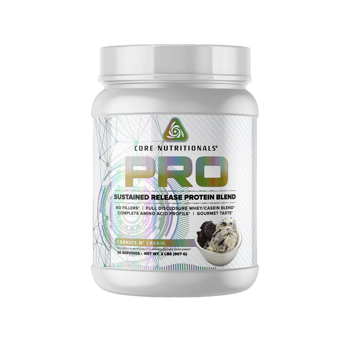 Core Nutritionals Pro Sustained-Release Whey Protein Bottle for post-workout recovery and steady amino acids.