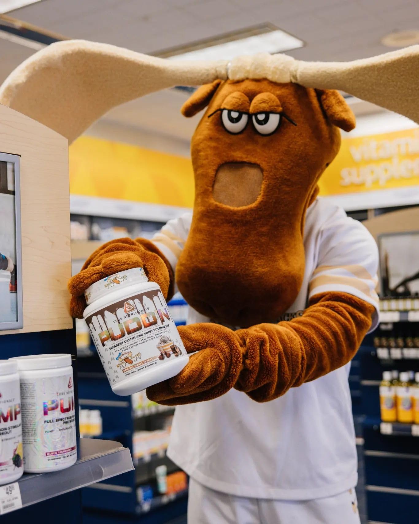 Core Nutritionals Pudd'n Moose Tracks label emphasizes full disclosure ingredients for transparency.