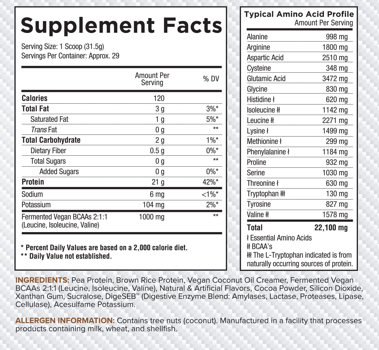 Core Nutritionals Vegan Gourmet Protein bottle label highlights clean, dairy-free nutrition