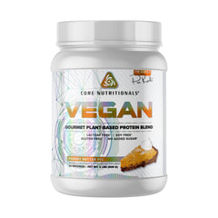 Core Nutritionals Core VEGAN Peanut Butter Pie packaging highlights flavor and protein boost.