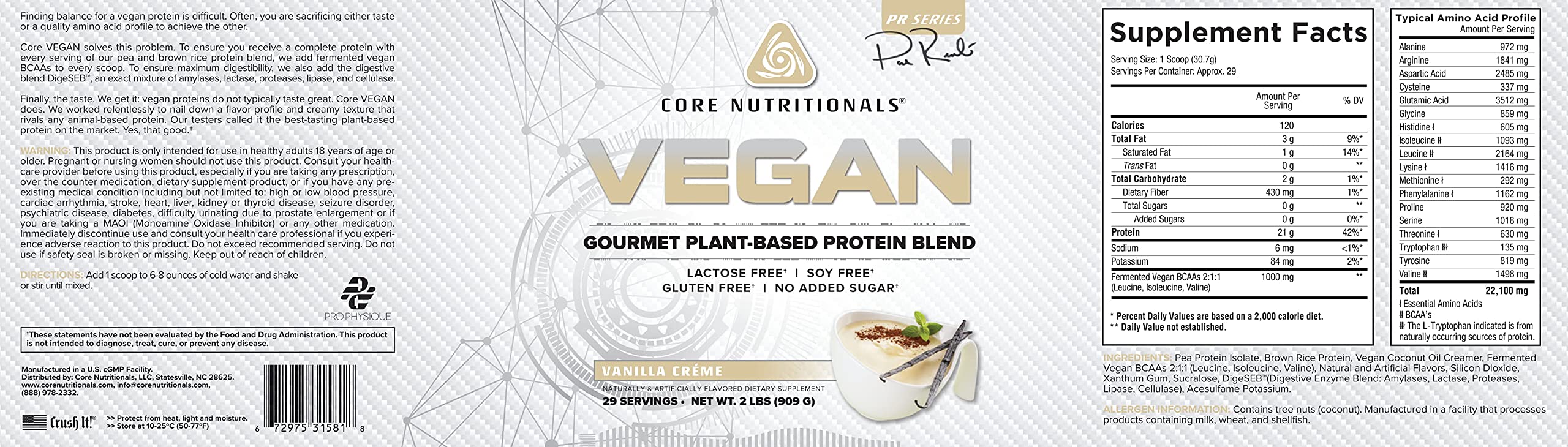 Close-up of Core VEGAN Vanilla Cream shake with creamy texture