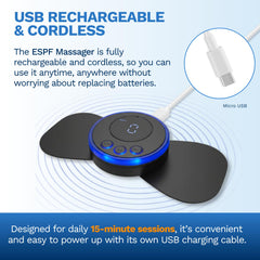 CoreeLab ESPF Massager charging via USB for travel-friendly sessions