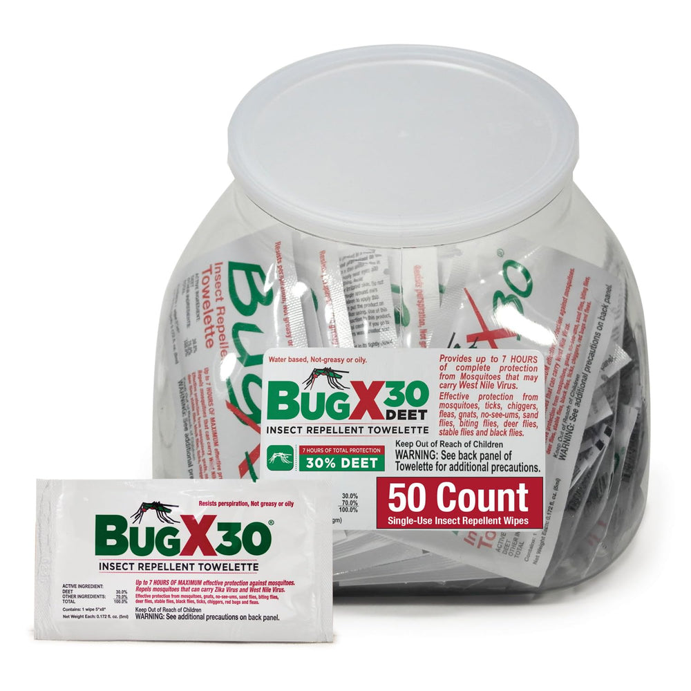 CoreTex Bug X 30 wipes in packaging offering portable insect protection
