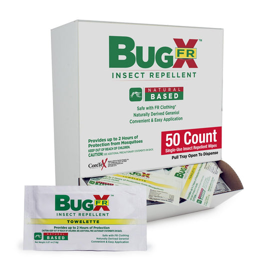 CoreTex Bug X FR wipes pack in travel size for on-the-go protection.