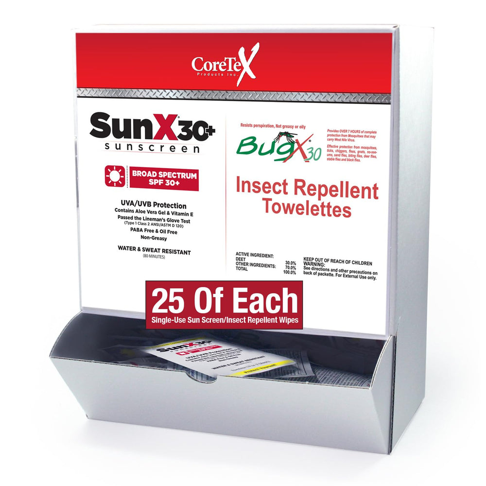 CoreTex SunX 30+ lotion packet for portable sun protection on outdoor adventures.