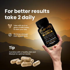 Coretribe daily dosing graphic illustrating two capsules per serving