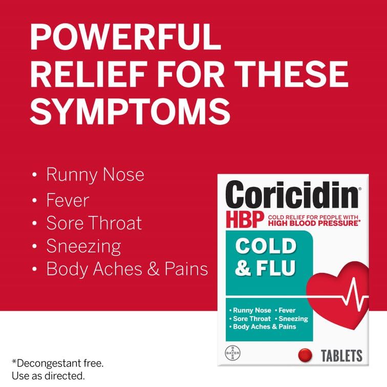 Coricidin HBP tablets inside bottle illustrating the tablet form.