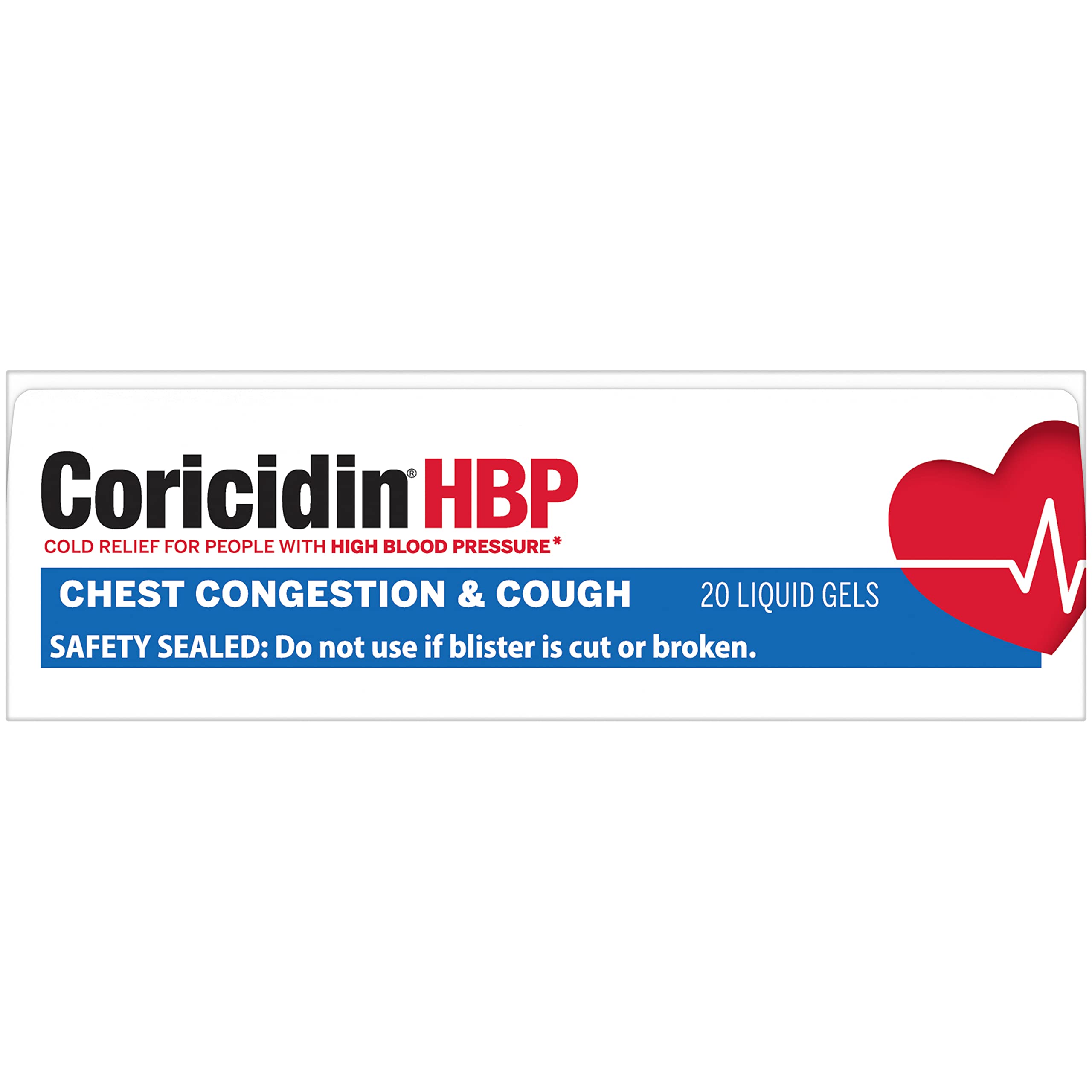 Coricidin HBP Liqui-Gels close-up showing smooth texture for quick swallowing.