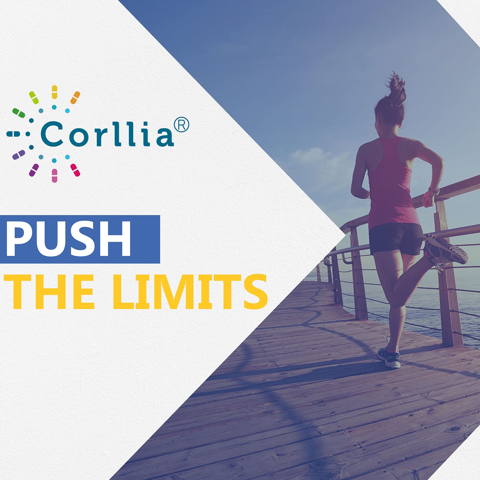 Corllia branding with NAD+ 500mg softgels communicates trust and transparency.