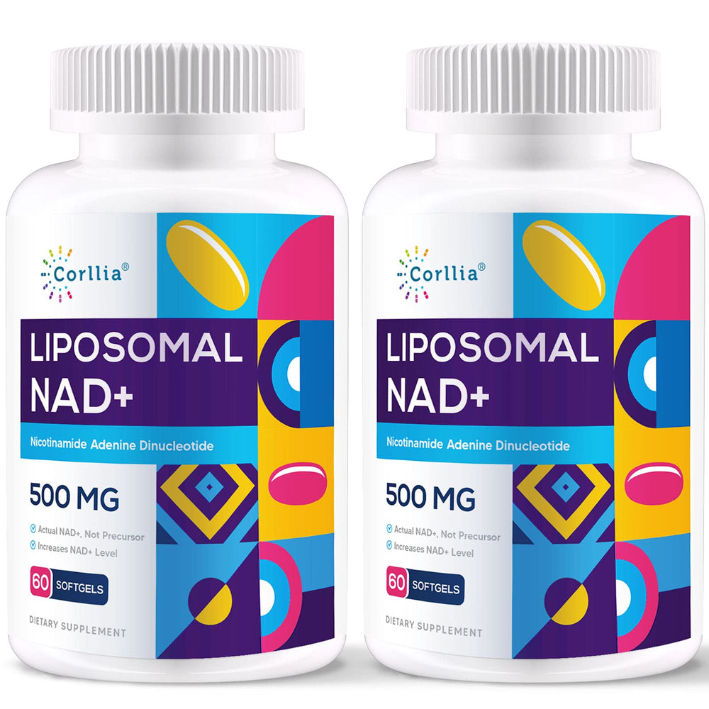 Corllia liposomal NAD+ 500mg softgels bottle highlighting enhanced cellular delivery