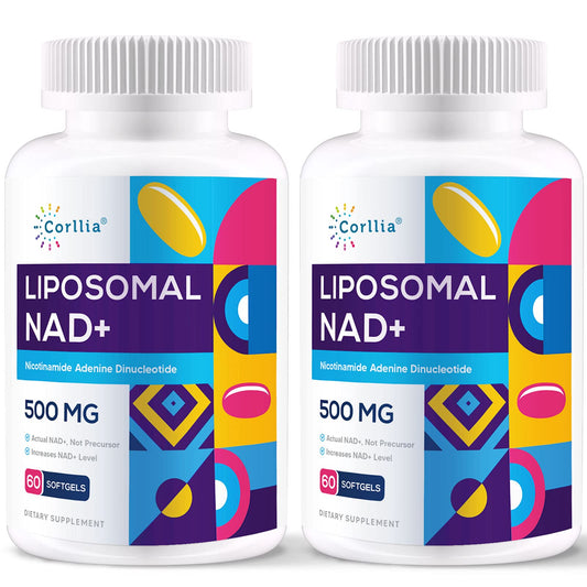 Corllia liposomal NAD+ 500mg softgels bottle highlighting enhanced cellular delivery