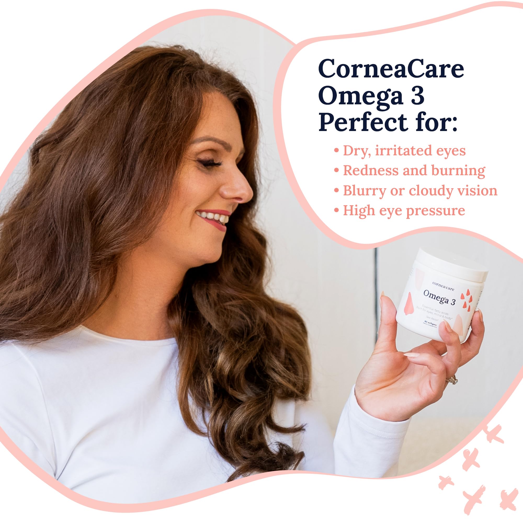 CorneaCare Omega-3 softgels for daily use support eye health and vitality.