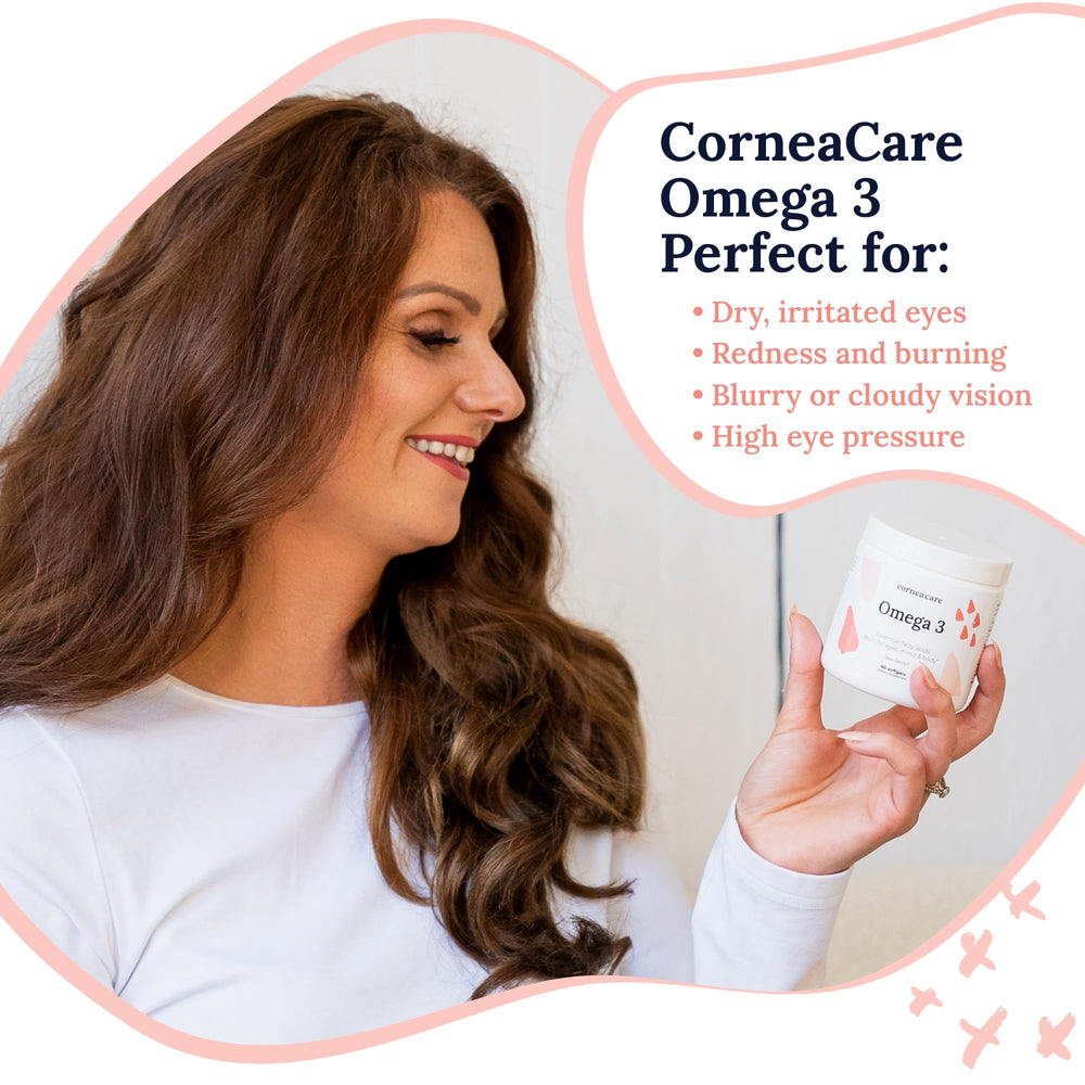 CorneaCare Omega-3 softgels for daily use support eye health and vitality.