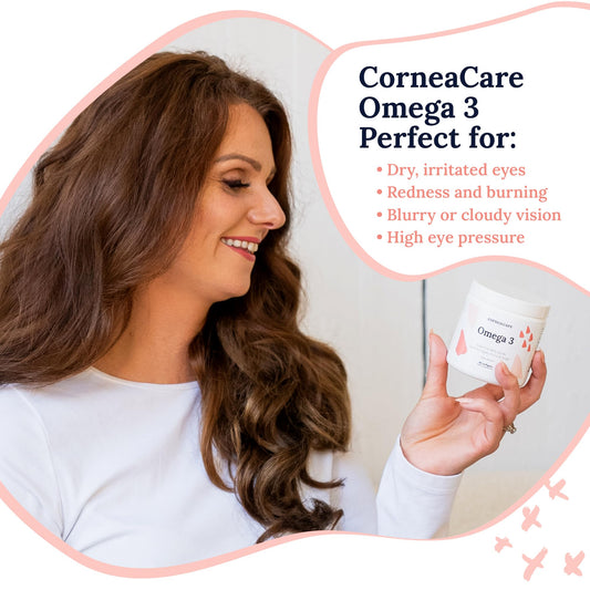 CorneaCare Omega-3 softgels for daily use support eye health and vitality.