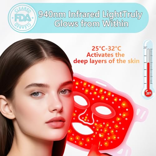 Coroever red light mask neck coverage for even skin tone